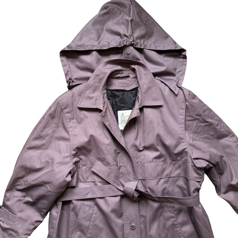 London Fog Mauve Quilted Trench Coat Size 14P Rare Colour Vintage 70s-80s - Picture 15 of 16
